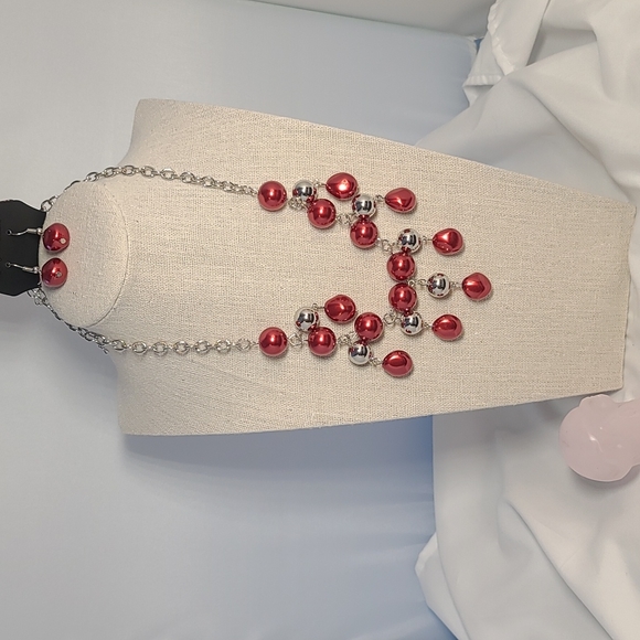 Necklace Red and Silver Balls 😍 Beautiful